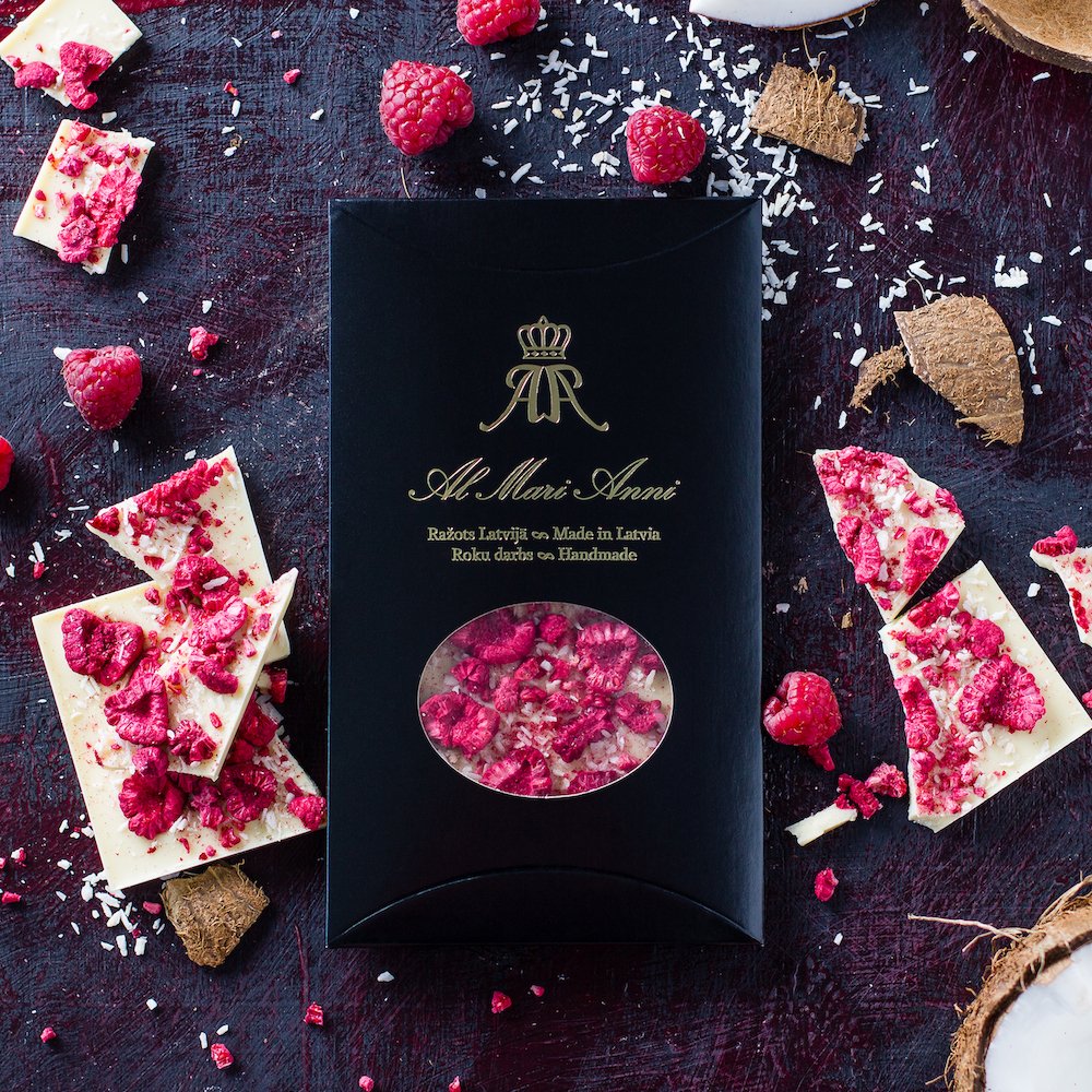 Al Mari Anni - Zarte Schokolade mit Himbeeren &amp; Kokos – Goldmädchen-Shop