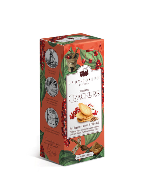 Lady Joseph Cracker mit rotem Pfeffer, Kreuzkümmel und Olivenöl: Würziger Snackgenuss - Goldmädchen - Shop