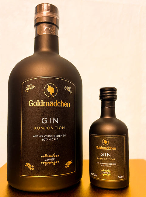 Goldmädchen Gin | Probierflasche | Premium Gin mit Zitrusaromen aus Blutorange, Zitrone & Limette | 65 Botanicals | Handwerklich destilliert | 42% Vol.