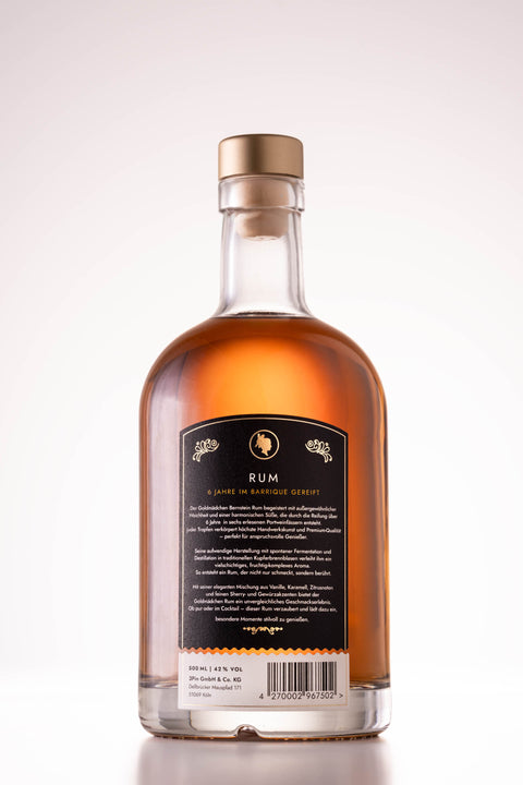 Goldmädchen Rum Bernstein | Premium Rum aus Bio-Zuckerrohrmelasse | Gereift in 6 Fässern | Weich mit Aromen von Vanille & Karamell | 42% Vol.