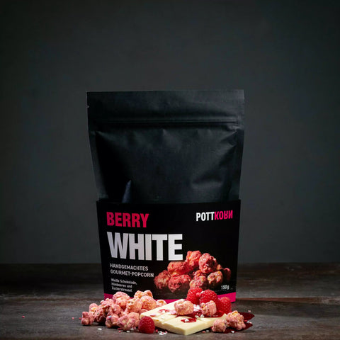 Berry White – Fruchtig - süßes Popcorn mit weißer Schokolade und Himbeeren - Goldmädchen - Shop