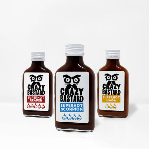 Crazy Bastard 3er Set „Super Hot“ – Das Set für Fortgeschrittene – drei Sorten, ein Ziel